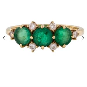 Vintage Diamond & Emerald 18 Karat Gold Ring Size 6.75